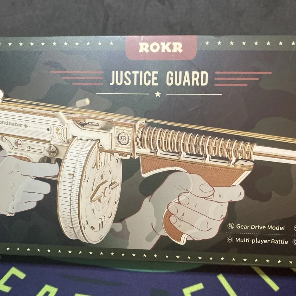 ROKR Thompson Submachine Gun Mechanical Toy 3D Wooden Puzzle LQB01 Sealed! D3